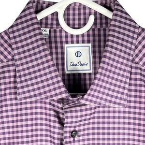 David‎ Donahue Dress Shirt Mens XXL Purple Gingham Check 100% Cotton Long Sleeve